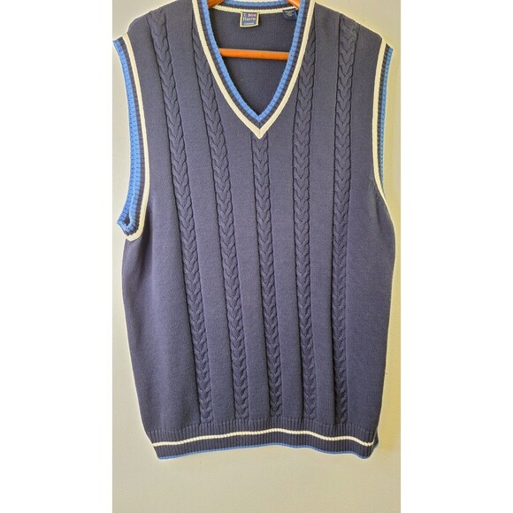 T. HARRIS LONDON Cable Knit Sweater Vest Men's XXL Preppy Academia School Nerdy - Picture 7 of 7